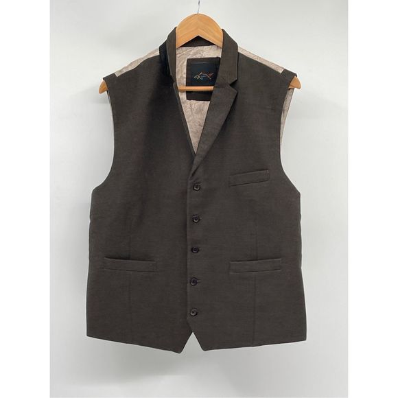 Greg Norman Collection Other - Greg Norman Waistcoat Suit Vest Men Size 44 Brown Button Down